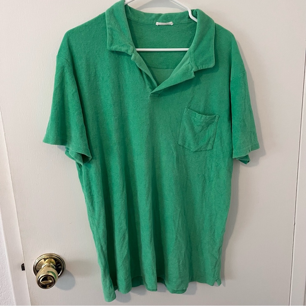 Men’s Terry Cloth Pima Cotton Resort Polo Short Kelly Green XXL